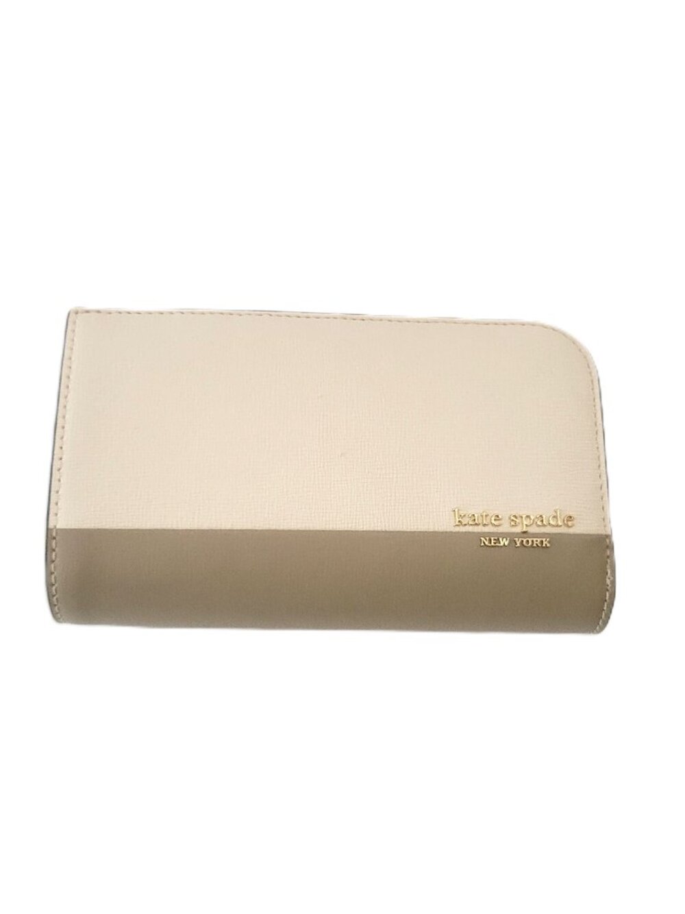 Kate Spade KJ659 Devin Colorblock Saffiano Medium Bifold Wallet Timeless Taupe